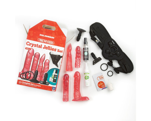 Набір для страпону Doc Johnson Vac-U-Lock Crystal Jellies Set, діаметр 3,8см, 2х4,5см, 5,1 см