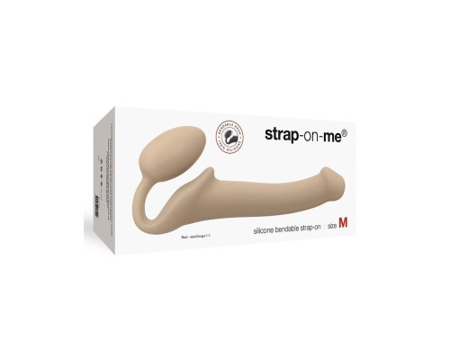 Безремневой страпон Strap-On-Me Flesh M, полностью регулируемый, диаметр 3,3см
