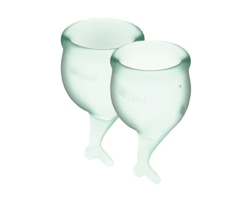 Набір менструальних чаш Satisfyer Feel Secure (light green), 15мл та 20мл, мішечок для зберігання