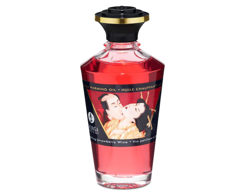Розігрівальна олія Shunga Aphrodisiac Warming Oil – Sparkling Strawberry Wine (100 мл) без цукру