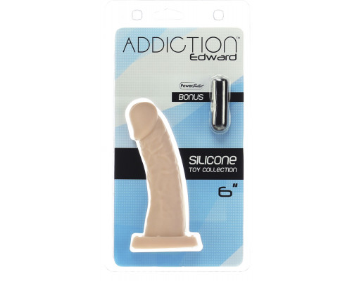 Вигнутий фалоімітатор на присосці ADDICTION - Edward 6″ Curved Dong, віброкуля у подарунок