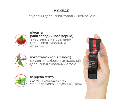 Пролонгатор гель System JO Prolonger Gel (60 мл) з олією перцевої м’яти, гвоздикового перцю та пачулів, для ерекціЇ