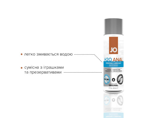 Анальна змазка System JO ANAL H2O — ORIGINAL (60 мл) на водній основі, рослинний гліцерин