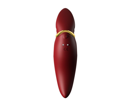 Вібратор 2в1 з язичком Zalo — Hero Wine Red, кристал Swarovski