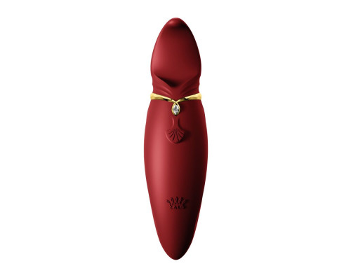Вібратор 2в1 з язичком Zalo — Hero Wine Red, кристал Swarovski