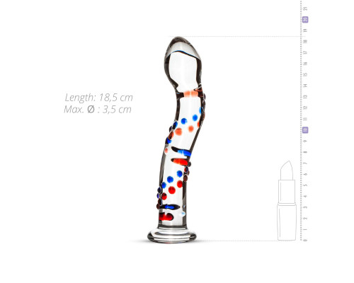 Скляний ділдо з вигинами і малюнком Gildo Glass Dildo No. 3