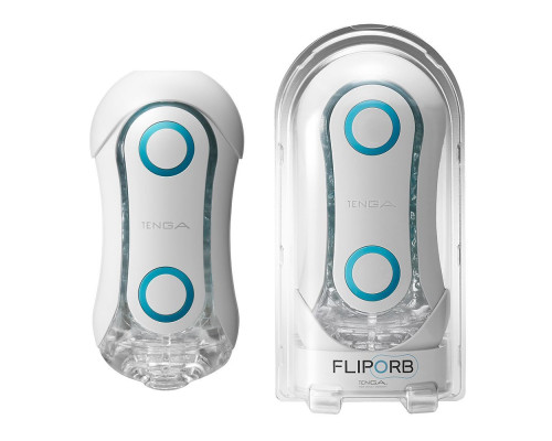 Мастурбатор Tenga FLIP ORB — Blue Rush, з можливістю зміни тиску та стимулювальними кульками всереди