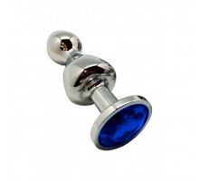 Анальна пробка Wooomy Lollypop Double Ball Metal Plug Blue L