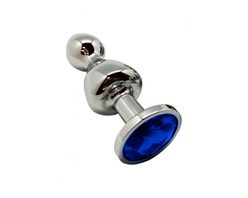 Анальна пробка Wooomy Lollypop Double Ball Metal Plug Blue L