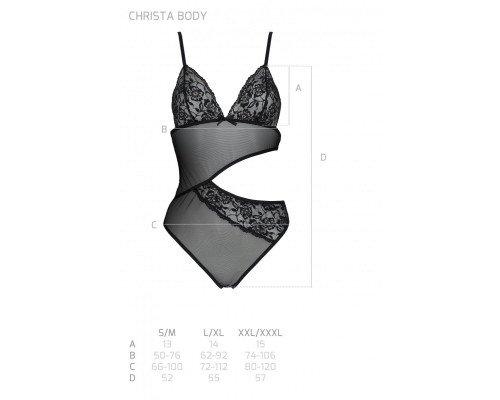 Боді з ажурним ліфом Christa Body black L/XL — Passion