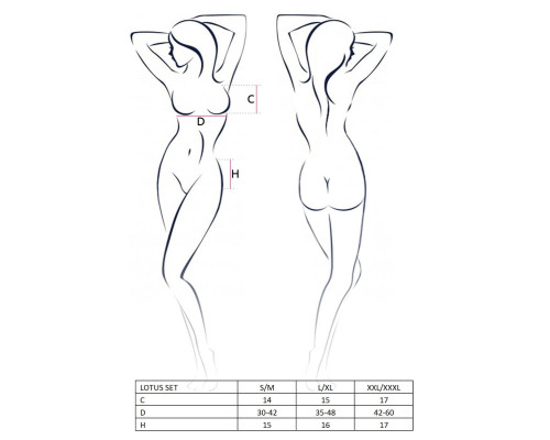 (SALE) Комплект білизни LOTUS SET cream XXL/XXXL - Passion Exclusive стрінги, ліф, спідниця-пояс для
