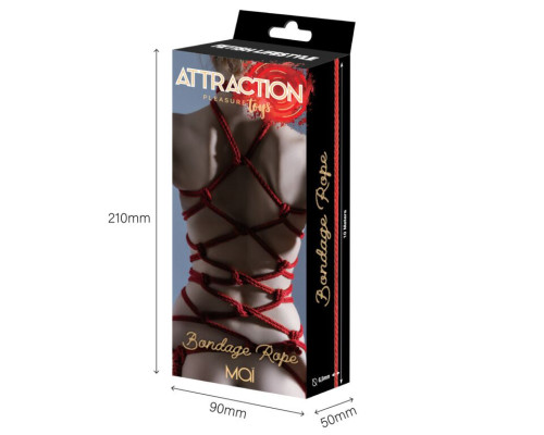 Мотузка для BDSM BTB Bondage Rope Red, довжина 10 м, діаметр 65 мм, поліестер