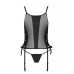 Сітчастий корсет з екошкіри, з люверсами та знімними пажами Malwia Corset black 4XL/5XL — Passion