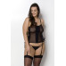 Сітчастий корсет з екошкіри, з люверсами та знімними пажами Malwia Corset black 4XL/5XL — Passion