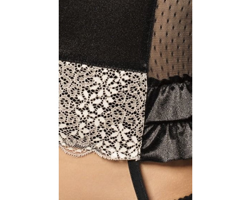 Корсет з пажами ROMA CORSET black L/XL - Passion Exclusive, трусики, обручку
