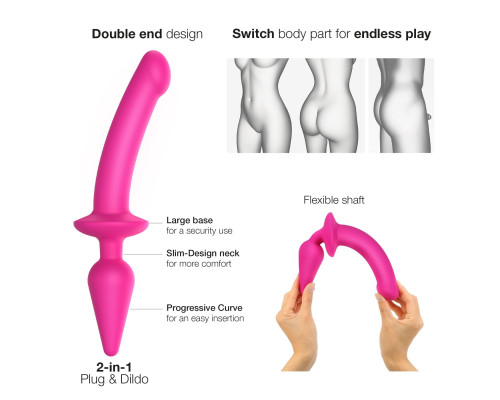 Анальна пробка з дилдо Strap-On-Me SWITCH PLUG-IN SEMI-REALISTIC DILDO FUCHSIA - L (м'ята упаковка)