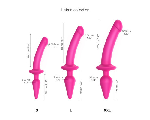 Анальна пробка з дилдо Strap-On-Me SWITCH PLUG-IN SEMI-REALISTIC DILDO FUCHSIA - L (м'ята упаковка)
