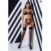 Комплект білизни PERDITA SET black L/XL - Passion Exclusive: стрепи: ліф, стрінги і пояс для панчох