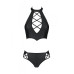 Комплект з еко-шкіри Nancy Bikini black L/XL - Passion, бра та трусики з імітацією шнурівки