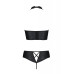 Комплект з еко-шкіри Nancy Bikini black 4XL/5XL - Passion, бра та трусики з імітацією шнурівки