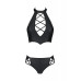 Комплект з еко-шкіри Nancy Bikini black 4XL/5XL - Passion, бра та трусики з імітацією шнурівки