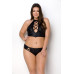 Комплект з еко-шкіри Nancy Bikini black 4XL/5XL - Passion, бра та трусики з імітацією шнурівки