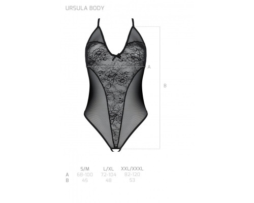 Боді з ажурним декором та відкритим кроком Ursula Body white L/XL — Passion