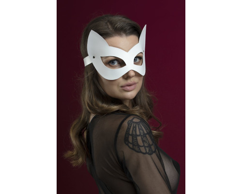 Маска кішечки Feral Feelings - Kitten Mask, натуральна шкіра, біла