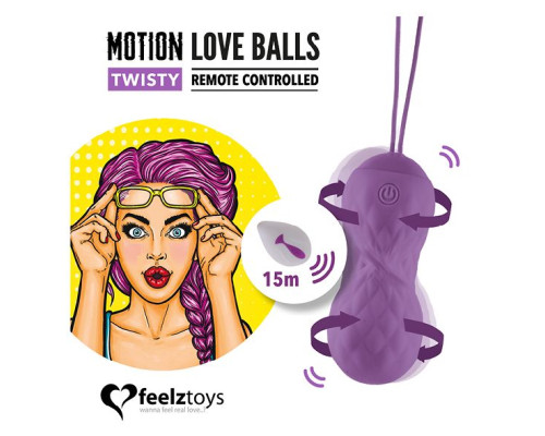 Вагінальні кульки з ротацією FeelzToys Motion Love Balls Twisty з пультом ДК
