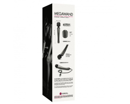 Потужний вібромасажер Dorcel Megawand Chrome Silver який перезаряджається, 160 режимів