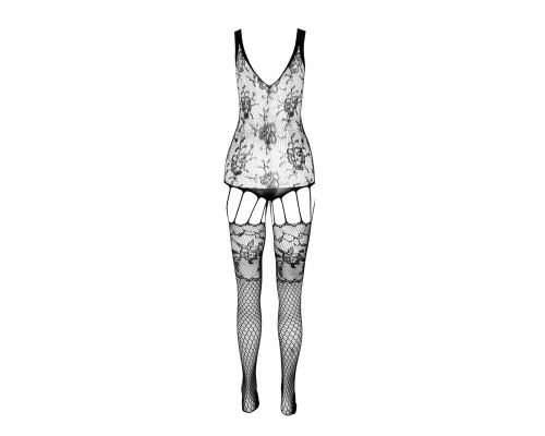 Ажурный бодистокинг с имитацией чулок Passion BS074 white