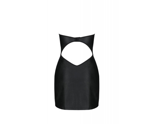Мінісукня з екошкіри CELINE CHEMISE black 4XL/5XL — Passion: шнурівка, трусики в комплекті