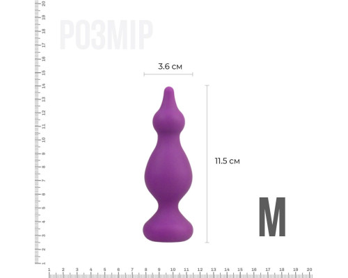 Анальная пробка Adrien Lastic Amuse Medium Purple (M) с двумя переходами, макс. диаметр 3,6 см