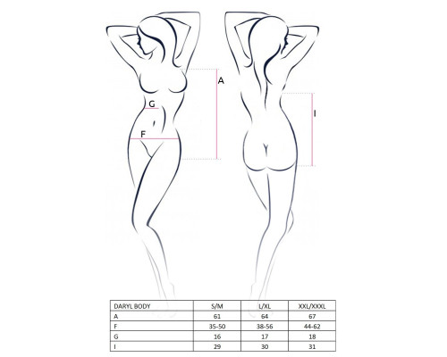 Боді з дуже глибоким декольте DARYL BODY black S/M - Passion
