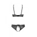 Комплект: бра, трусики з ажурним декором та відкритим кроком Ursula Set black S/M — Passion