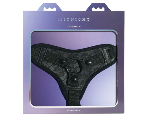 Трусы для страпона Sportsheets Midnight Lace Strap-On, отделка под кружево, комфортные