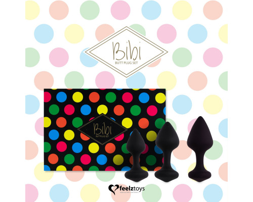 Набір силіконових анальних пробок FeelzToys - Bibi Butt Plug Set 3 pcs Black