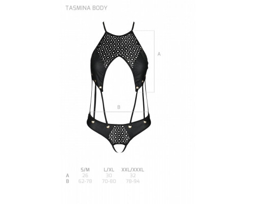 Боді з екошкіри з ремінцями та перфорацією Tamaris Body black L/XL — Passion