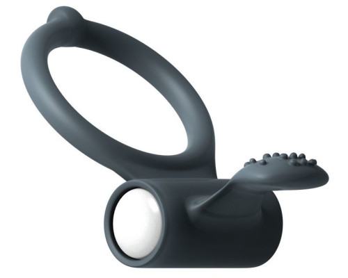 Ерекційне кільце Dorcel Power Clit Black V2 з вібрацією та язичком з щіточкою