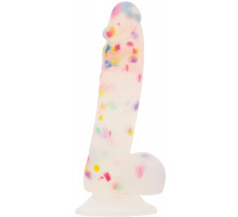 Фалоімітатор з конфетті ADDICTION - PARTY MARTY - 7.5 "- FROST &CONFETTI, 19 см, силікон, вібропуля