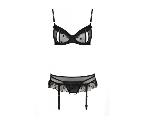 Сексуальний комплект з поясом для панчіх LOVELIA SET black L/XL - Passion