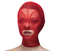 Маска серце сітка з відкритим ротом Feral Feelings - Hearts Mask Red/Red