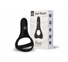 Двойное эрекционное кольцо Fun Town Rise Black, управление со смартфона