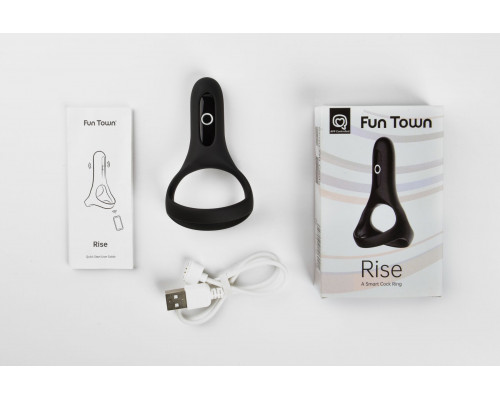 Подвійне ерекційне кільце Fun Town Rise Black, керування зі смартфона