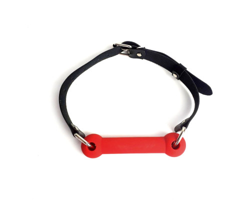 Кляп Палиця, силікон та натуральна шкіра, Art of Sex - Gag Stick Silicon, Червоний