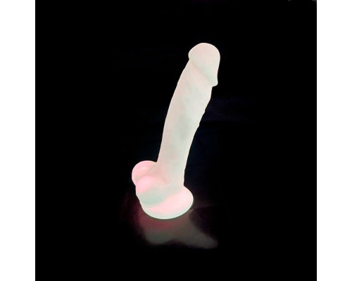 Фалоімітатор SilexD Johnny Pink Glow in the dark, двошаровий, силікон + Silexpan, діаметр 3,8см