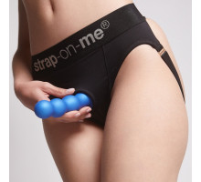 Насадка для страпона Strap-On-Me Dildo Plug Balls Blue Metallic L
