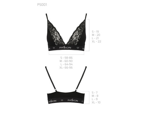 Еластичний топ з мереживом Passion PS001 TOP black, size M