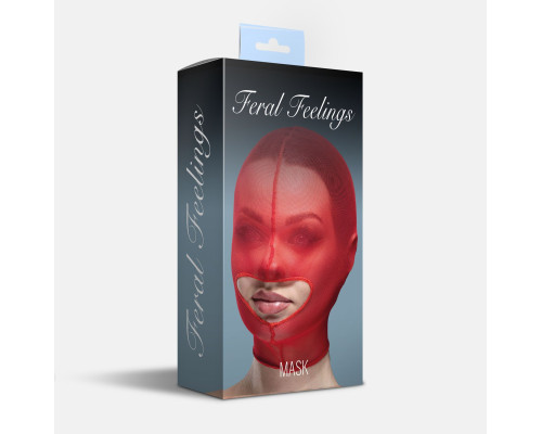 Маска сітка із відкритим ротом Feral Feelings - Hood Mask Red