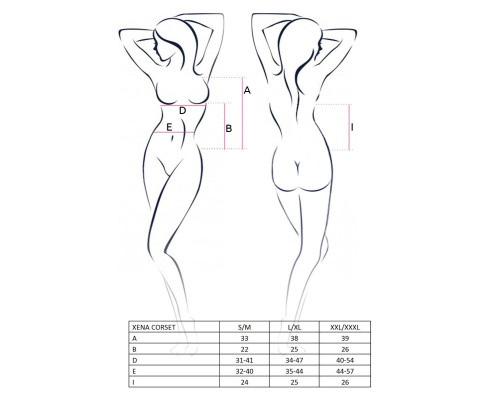 Корсет з пажами XENA CORSET white L/XL - Passion, трусики, квітковий узор, напівпрозорий